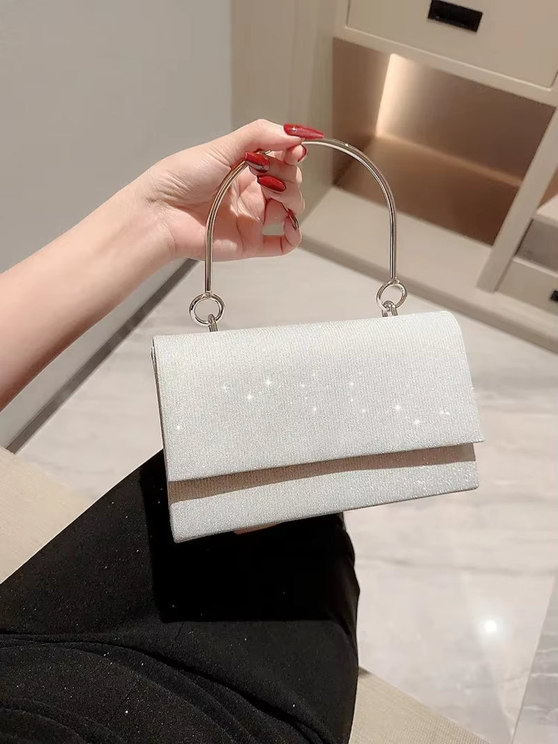 Shiny Wedding Clutch Handbag for Women Girls Glitter Shoulder Bag Wedding Purses Dating Bag All-Matching Evening Bag