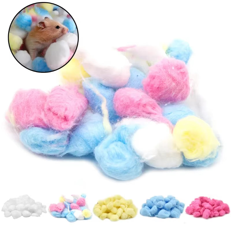 100Pcs Colorful Cotton Balls Small Animals Toys for Hamster Rat Mouse Nesting Material Winter Keep Warm House Filler Supply