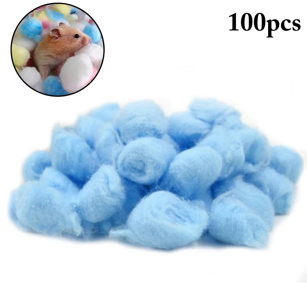 100Pcs Colorful Cotton Balls Small Animals Toys for Hamster Rat Mouse Nesting Material Winter Keep Warm House Filler Supply