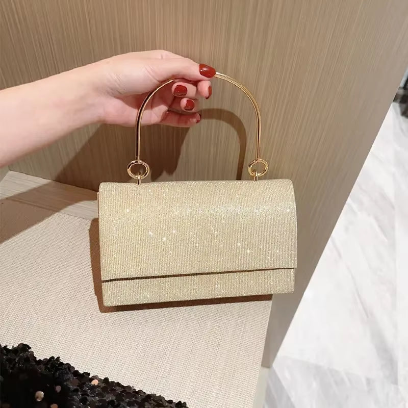 Shiny Wedding Clutch Handbag for Women Girls Glitter Shoulder Bag Wedding Purses Dating Bag All-Matching Evening Bag