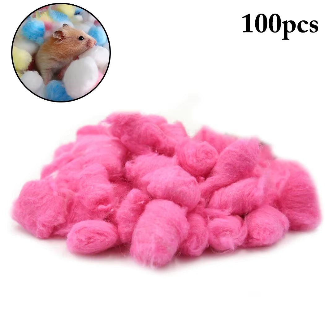 100Pcs Colorful Cotton Balls Small Animals Toys for Hamster Rat Mouse Nesting Material Winter Keep Warm House Filler Supply