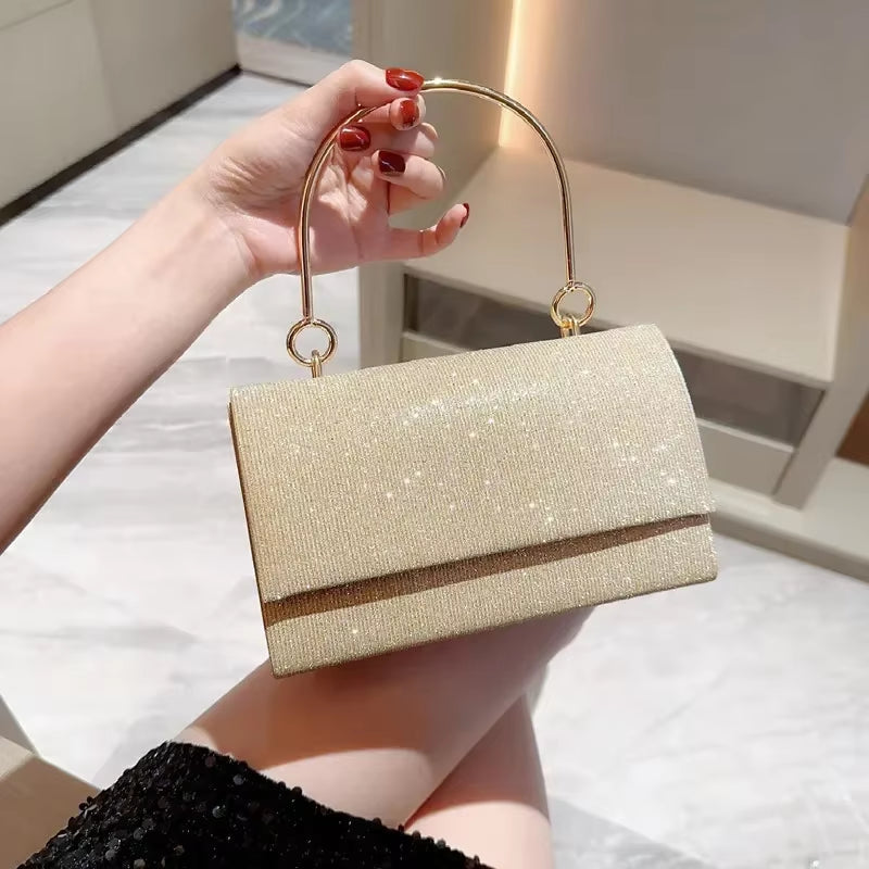 Shiny Wedding Clutch Handbag for Women Girls Glitter Shoulder Bag Wedding Purses Dating Bag All-Matching Evening Bag