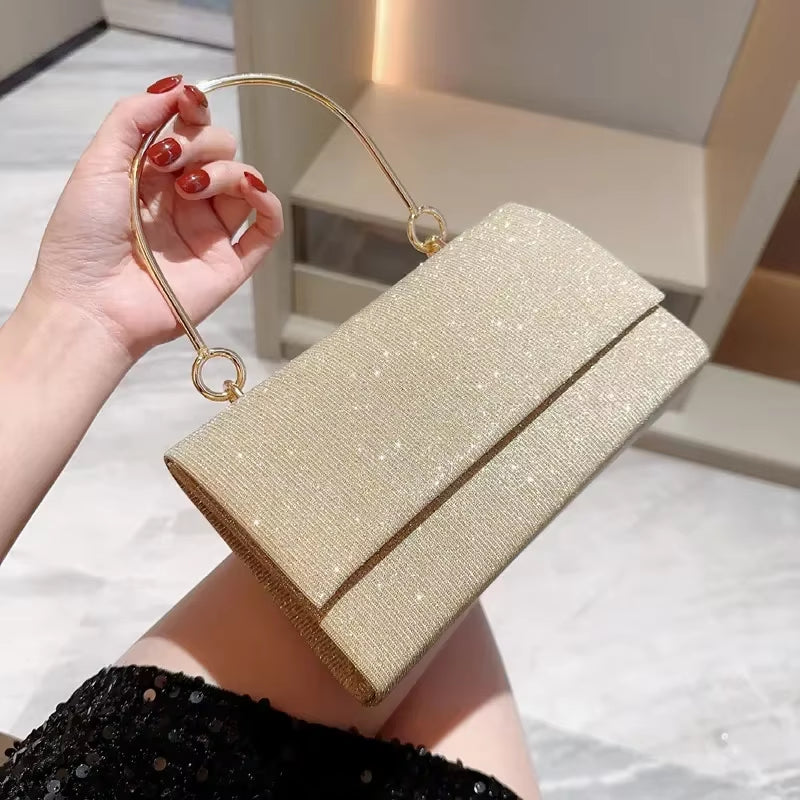 Shiny Wedding Clutch Handbag for Women Girls Glitter Shoulder Bag Wedding Purses Dating Bag All-Matching Evening Bag