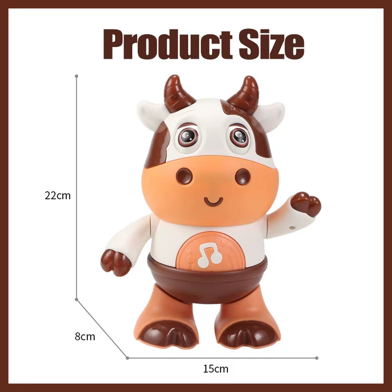 Baby Cartoon Cow Electronic Pet Toy Dancing Walking with Light Music Interactive Toy Learning Educational Musical Cow Kid Gift