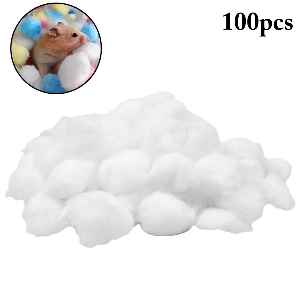 100Pcs Colorful Cotton Balls Small Animals Toys for Hamster Rat Mouse Nesting Material Winter Keep Warm House Filler Supply