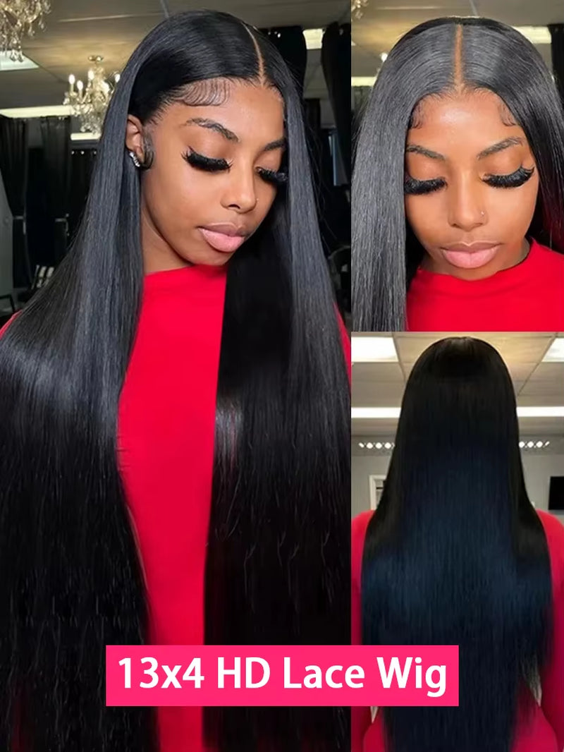 250 Density Natural Straight 13X6 Transparent Lace Frontal Wig Remy Human Hair 13X4 Lace Front Wigs for Black Women