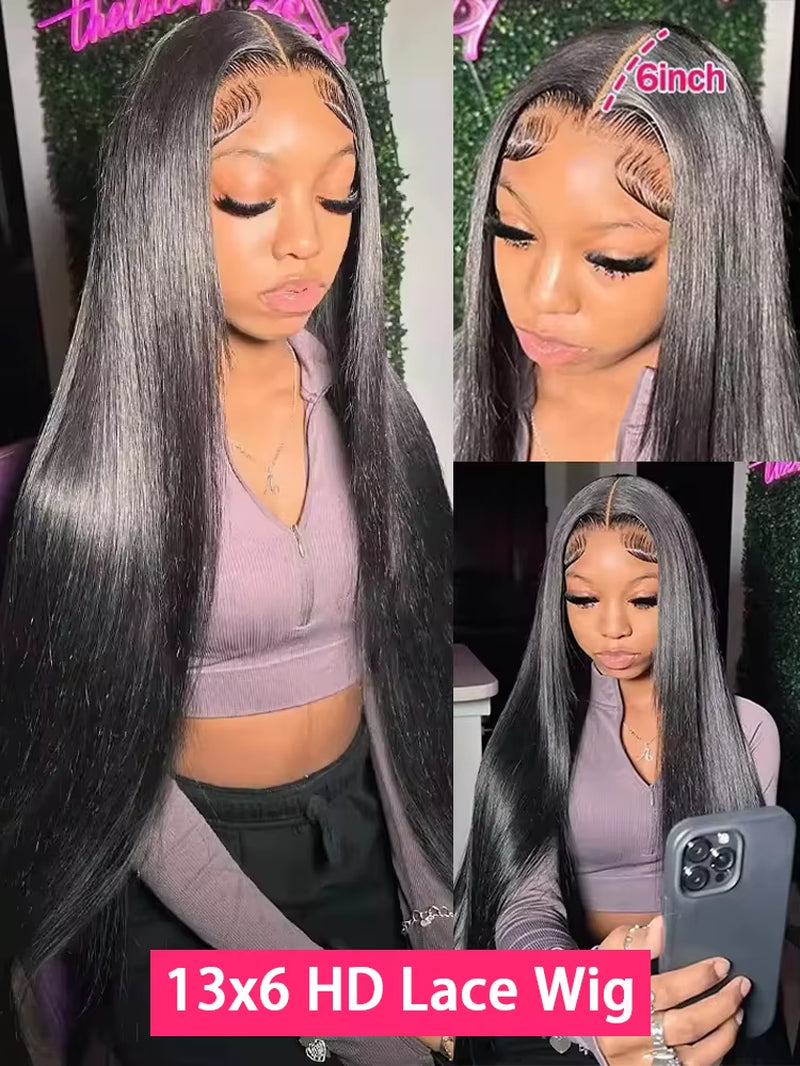 250 Density Natural Straight 13X6 Transparent Lace Frontal Wig Remy Human Hair 13X4 Lace Front Wigs for Black Women