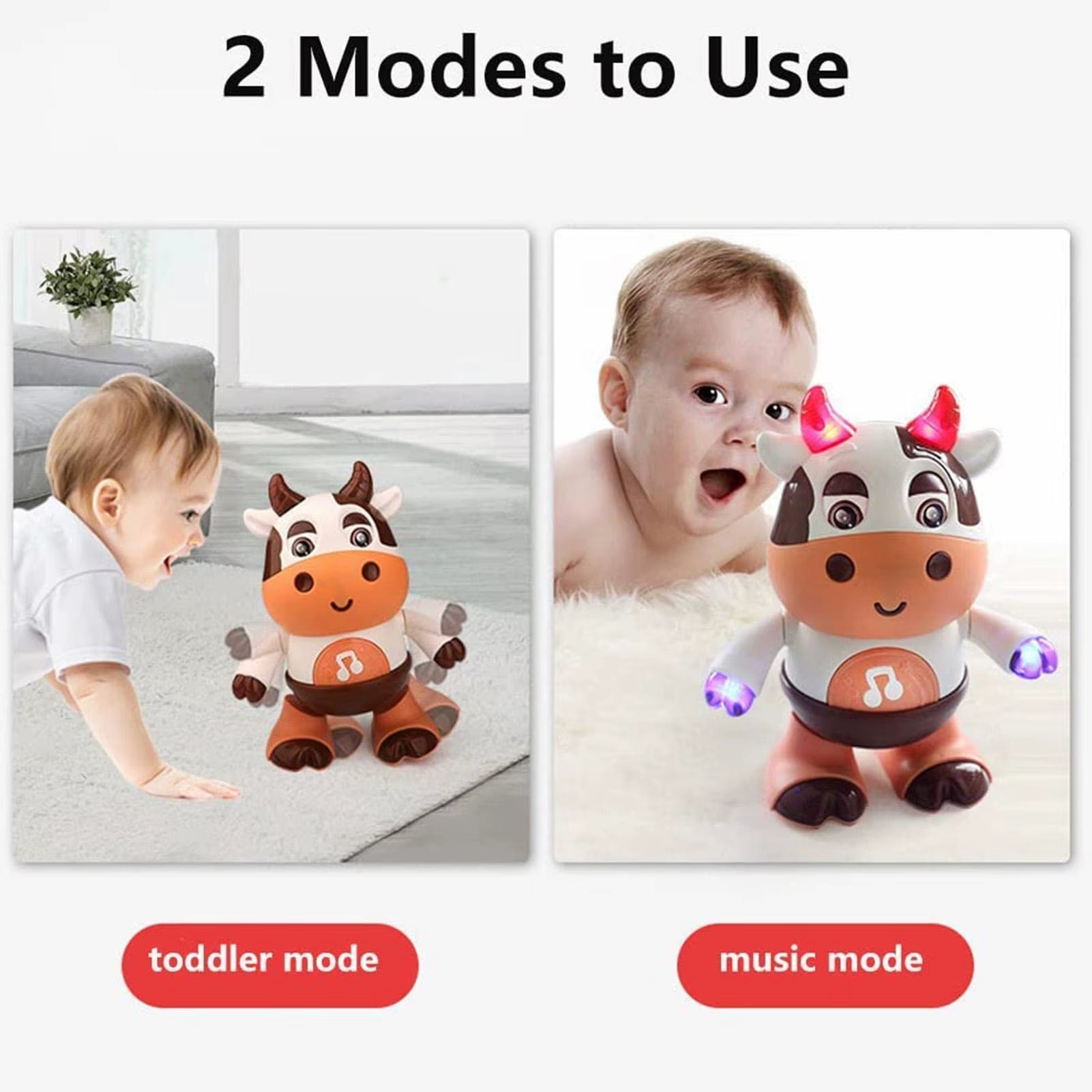 Baby Cartoon Cow Electronic Pet Toy Dancing Walking with Light Music Interactive Toy Learning Educational Musical Cow Kid Gift