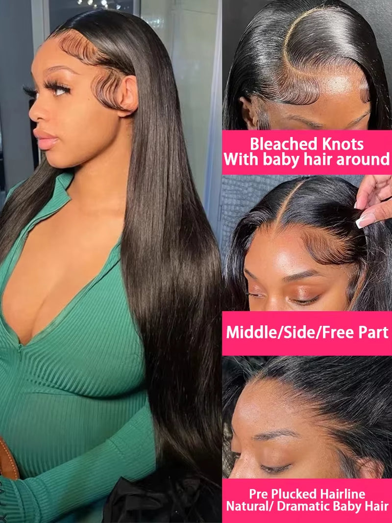 250 Density Natural Straight 13X6 Transparent Lace Frontal Wig Remy Human Hair 13X4 Lace Front Wigs for Black Women