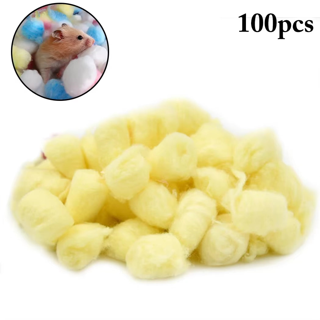 100Pcs Colorful Cotton Balls Small Animals Toys for Hamster Rat Mouse Nesting Material Winter Keep Warm House Filler Supply