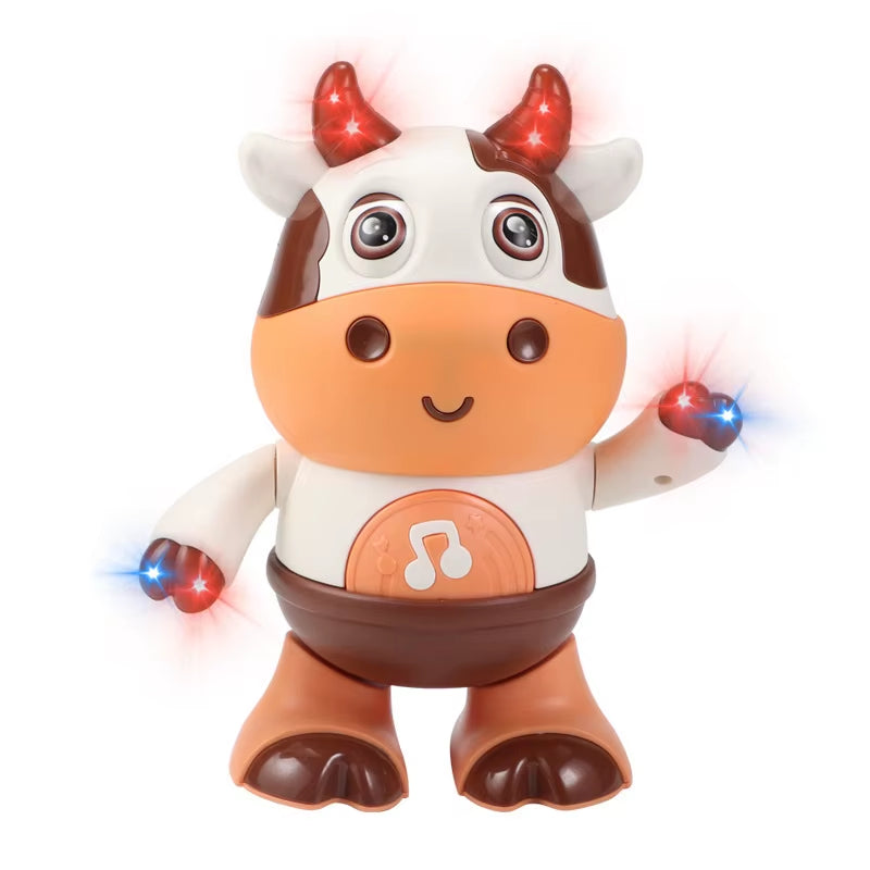 Baby Cartoon Cow Electronic Pet Toy Dancing Walking with Light Music Interactive Toy Learning Educational Musical Cow Kid Gift